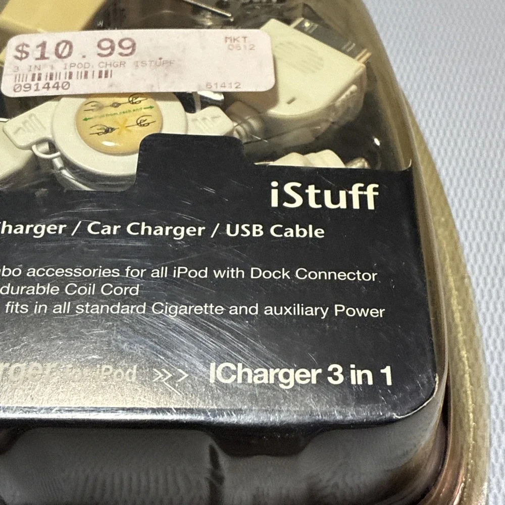 Vintage iStuff 3-in-1 Phone Charger Pack (Car/Travel/Data)